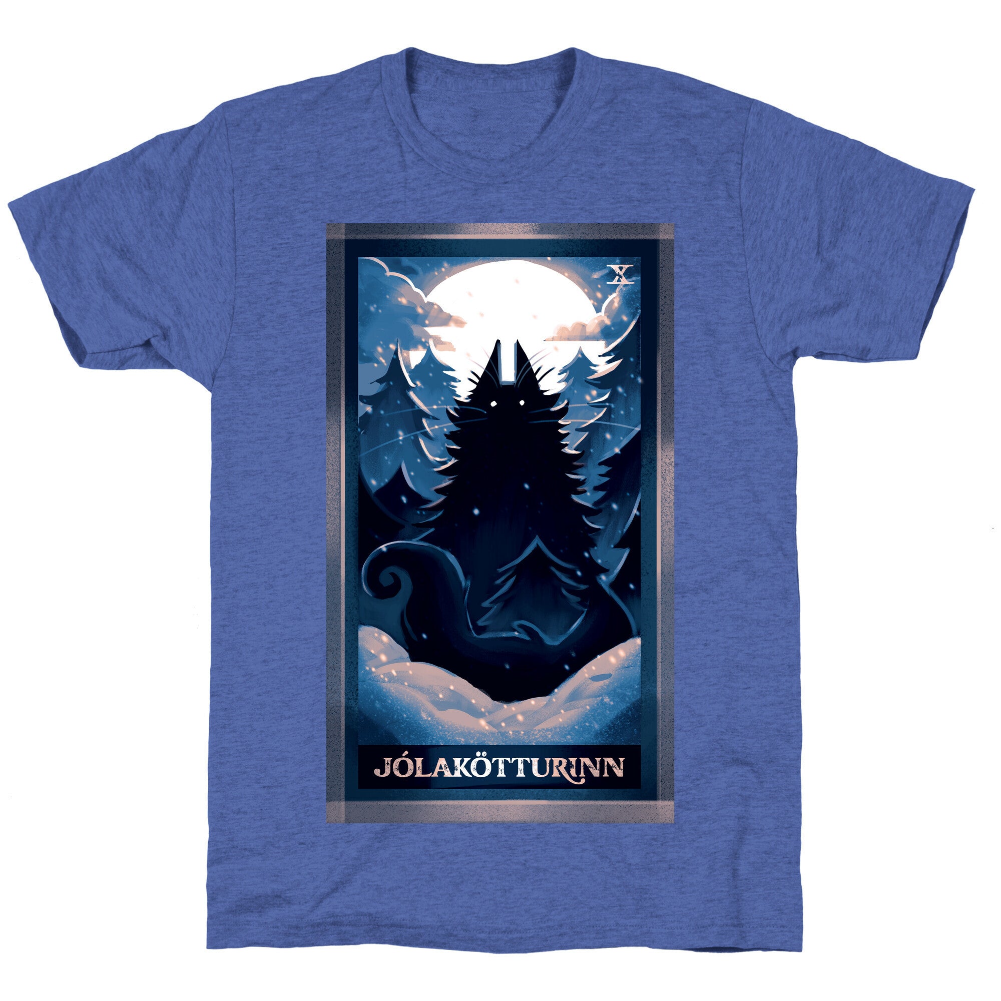 Yule Cat Tarot Card Jólakötturinn Unisex Triblend Tee
